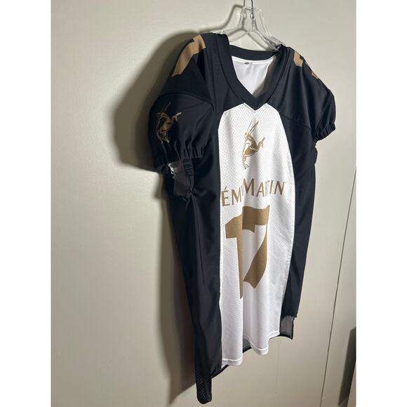 Remy Martin Cognac 1738 Football Jersey w/Shoulder Pads Mens Size L Black White - Picture 2 of 8